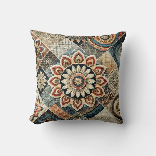 ボホマンダラモダンフローラ装飾用クッション クッション (正面)
