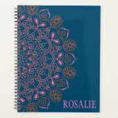 ボホマンモダンダラメダリオンティール(緑がかった色)パーソナライズされた プランナー手帳 (正面)