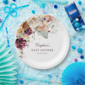 ボホマーン素朴テラコッタフローラベビーシャワー ペーパープレート (パーティー)