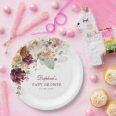 ボホマーン素朴テラコッタフローラベビーシャワー ペーパープレート (パーティー)