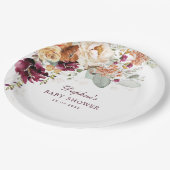 ボホマーン素朴テラコッタフローラベビーシャワー ペーパープレート (アングル)