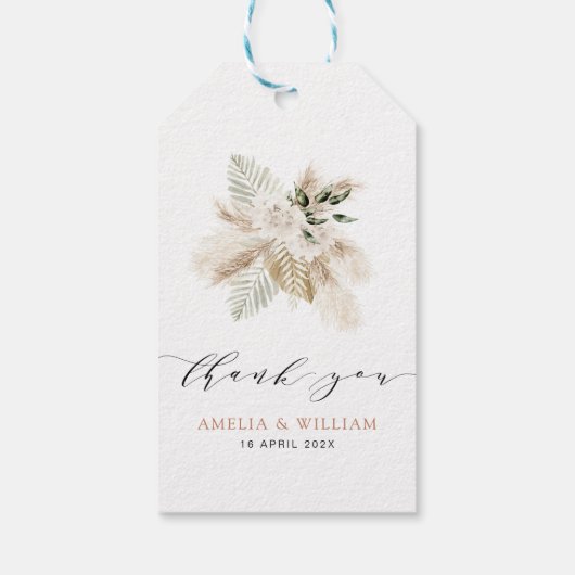 ボホミアンパンパスグラス結婚と緑 ギフトタグ (裏面)