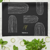 ボホミッドセンチュリーシックレインボーモノグラム キッチンタオル (折り畳み)