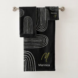 ボホミッドセンチュリーシックレインボーモノグラム バスタオルセット