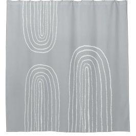 ボホミッドセンチュリーライトブルー シャワーカーテン