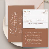 ボホミニマモダンリストライトテラコッタ結婚ズ 招待状