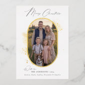 ボホミニマモダンリスト金ゴールドスプラッシュ写真クリスマス 箔シーズンカード (正面)