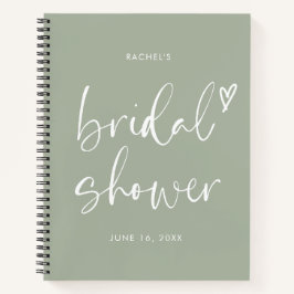 ボホミニマリストセージグリーンスクリプトブライダルシャワー ノートブック