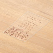 ボホミニマリストテラコッタワイルドフラー結婚ズ アクリル招待状 (レイダウン)