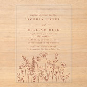 ボホミニマリストテラコッタワイルドフラー結婚ズ アクリル招待状 (正面)