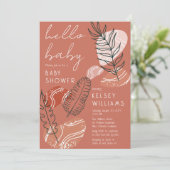 ボホミニマリストテラコッタ赤面ハローベビーシャワー 招待状 (スタンド正面)