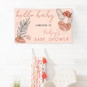 ボホミニマリストテラコッタ赤面ハローベビーシャワー 横断幕 (インサイチュ)