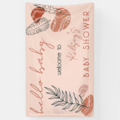 ボホミニマリストテラコッタ赤面ハローベビーシャワー 横断幕 (縦)