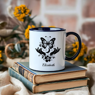 ボホミニマリストブラックアンドホワイトレディカスタムボス マグカップ