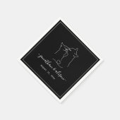 ボホミニマリストブラック&ホワイト婚約結婚ズ スタンダードカクテルナプキン (角)