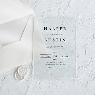 ボホミニマリストブラック&ホワイト結婚ズ アクリル招待状