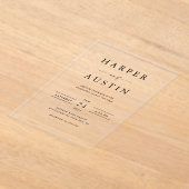 ボホミニマリストブラック&ホワイト結婚ズ アクリル招待状 (レイダウン)