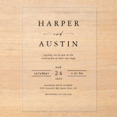 ボホミニマリストブラック&ホワイト結婚ズ アクリル招待状 (正面)