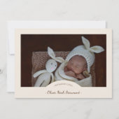 ボホミニマリストベージュ2枚フォト誕生 案内状 (正面)