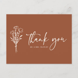 ボホミニマリストボタニカルテラコッタサンキュー ポストカード