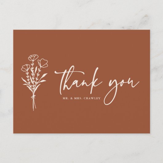 ボホミニマリストボタニカルテラコッタサンキュー ポストカード (正面)