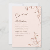 ボホミニマリストボタニカルテラコッタ結婚ズ 招待状 (正面)