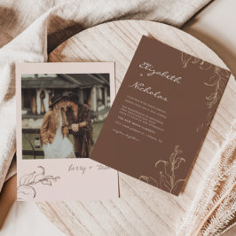 ボホミニマリストボタニカルテラコッタ結婚ズ 招待状