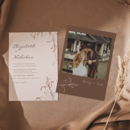 ボホミニマリストボタニカルテラコッタ結婚ズ 招待状