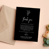 ボホミニマリストボタニカルブラック秋の結婚式 サンキューカード