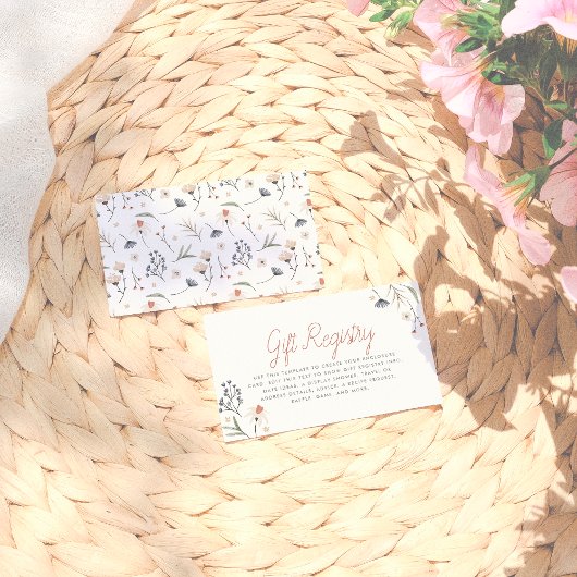 ボホミニマリストワイルドフラワーズブライダルシャワー エンクロージャーカード