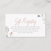 ボホミニマリストワイルドフラワーズブライダルシャワー エンクロージャーカード (正面)