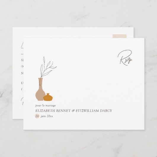 ボホミニマリストヴァース | 食事の選択RSVP ポストカード (正面/裏面)