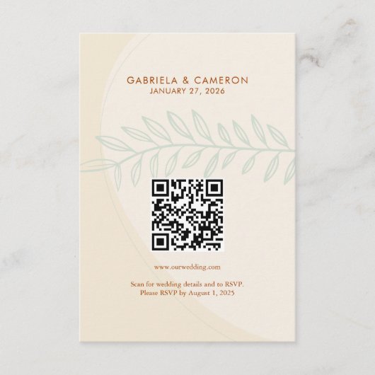 ボホミニマリスト地球トーン結婚ズ エンクロージャーカード (正面)