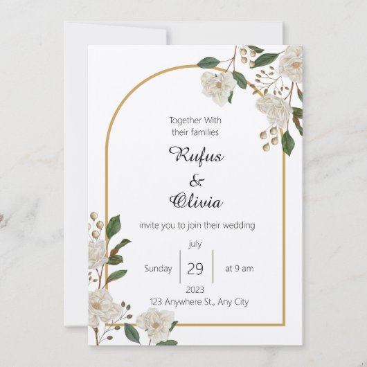 ボホミニマリスト植物学結婚フローラ 招待状 (正面)