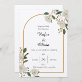 ボホミニマリスト植物学結婚フローラ 招待状 (正面/裏面)