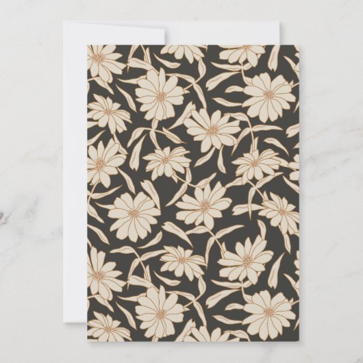 ボホミニマリスト植物黒とアイボリー結婚ズ 招待状 (裏面)