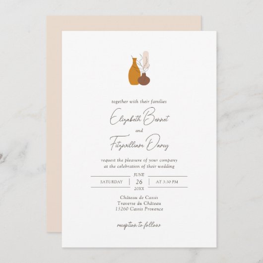 ボホミニマリスト結婚ヴァース 招待状 (正面/裏面)