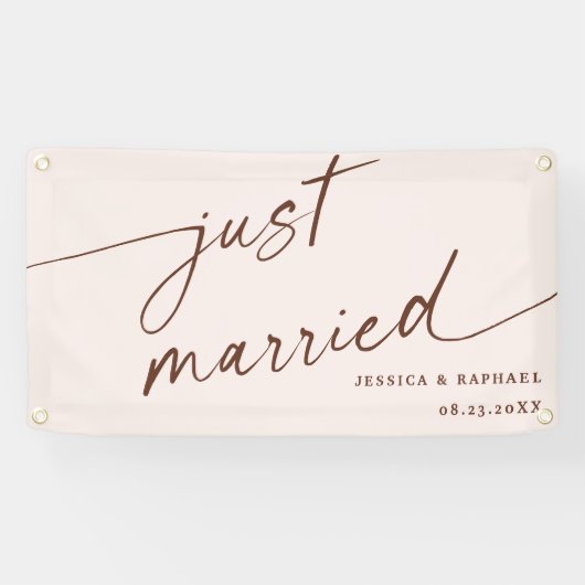 ボホミニマルたった今結婚しましたミセス結婚ズ・カー 横断幕 (横)