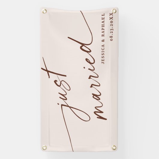 ボホミニマルたった今結婚しましたミセス結婚ズ・カー 横断幕 (縦)