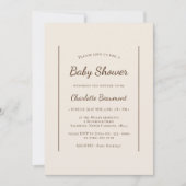 ボホミニマルなベージュ男女兼用ベビーシャワー 招待状 (正面)