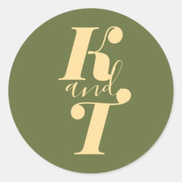 ボホミニマルの結婚モノグラムのステッカー ラウンドシール