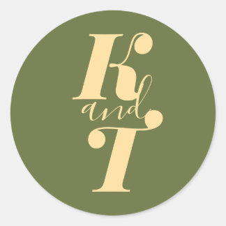 ボホミニマルの結婚モノグラムのステッカー ラウンドシール
