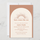 ボホミニマルアーチこ来この息子の赤ちゃんシャワー 招待状 (正面)