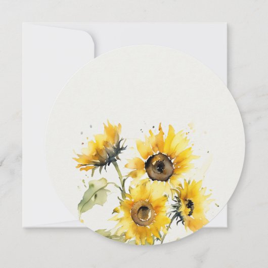 ボホミニマルウォーターカラーヒマワリブライダルシャワー 招待状 (裏面)