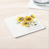ボホミニマルウォーター色ひまわり素朴の結婚花 スクエアペーパーコースター (アングル)