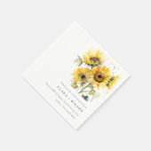 ボホミニマルウォーター色ひまわり素朴の結婚花 スタンダードカクテルナプキン (角)