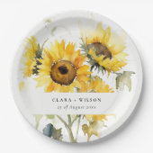 ボホミニマルウォーター色ひまわり素朴の結婚花 ペーパープレート (正面)