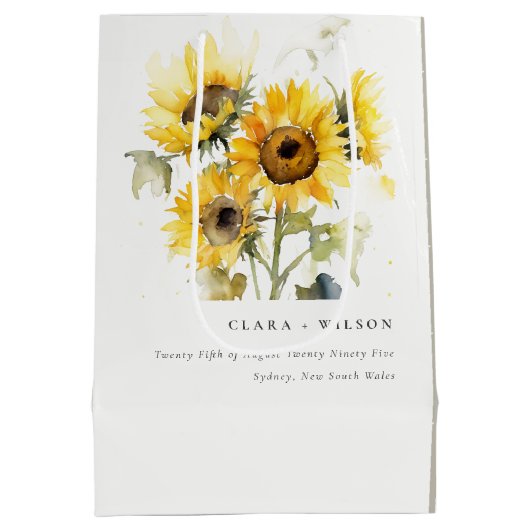 ボホミニマルウォーター色ひまわり素朴の結婚花 ミディアムペーパーバッグ (裏面)