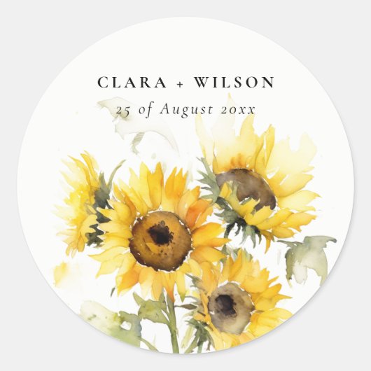 ボホミニマルウォーター色ひまわり素朴の結婚花 ラウンドシール (正面)