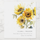 ボホミニマルウォーター色ひまわり素朴の結婚花 ワインラベル (シングルラベル)